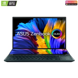ASUS ZENBOOK PRO DUO UX582ZW-OLED209W | Intel Core i9-12900H 1.80 Gz, 32GB RAM, 1TB SSD, 8GB NVIDIA RTX 3070TI, 15.6" 4K UHD OLED Touch, 14" 4K Screenpad, Win11 Home, Eng-Arb Keyboard, Blue +ASUS Sleeve & Stylus Pen